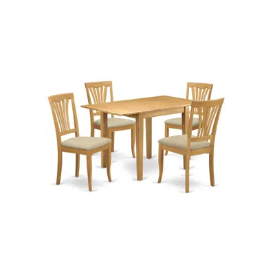 East West Furniture Dining Room Set Oak, Ndav5-oak-c