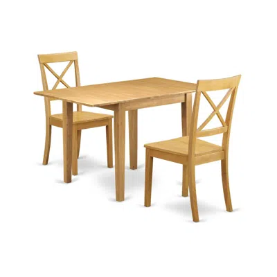 East West Furniture Dining Room Set Oak, Ndbo3-oak-w In Brown