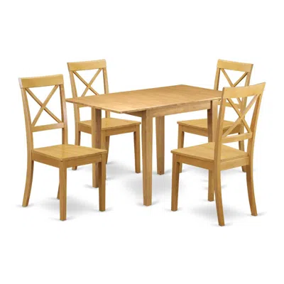 East West Furniture Dining Room Set Oak, Ndbo5-oak-w