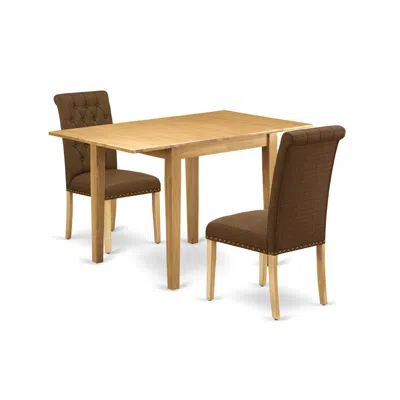 East West Furniture Dining Room Set Oak, Ndbr3-oak-18 In Brown