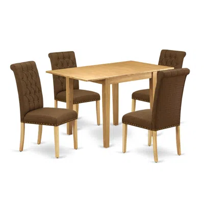 East West Furniture Dining Room Set Oak, Ndbr5-oak-18 In Brown