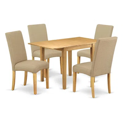 East West Furniture Dining Room Set Oak, Nddr5-oak-16 In Brown
