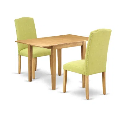 East West Furniture Dining Room Set Oak, Nden3-oak-07 In Green