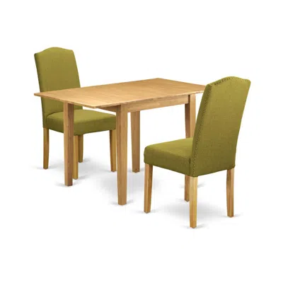 East West Furniture Dining Room Set Oak, Nden3-oak-08 In Green