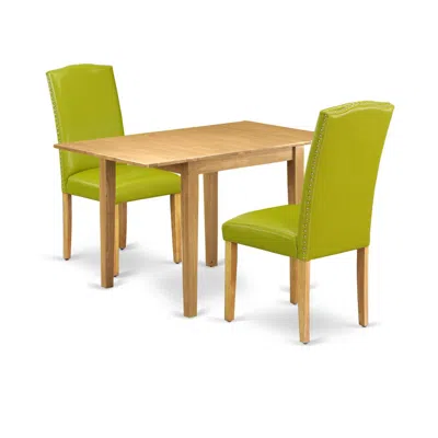 East West Furniture Dining Room Set Oak, Nden3-oak-51 In Green