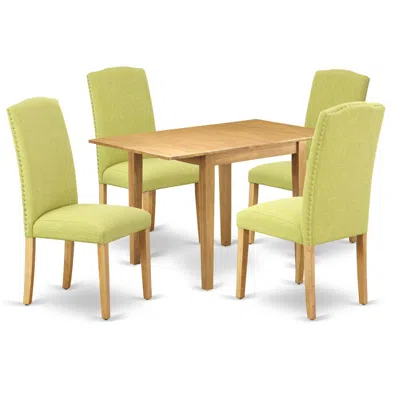 East West Furniture Dining Room Set Oak, Nden5-oak-07