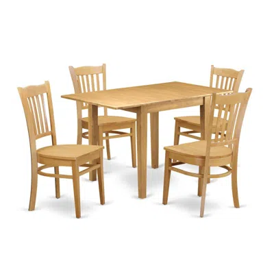 East West Furniture Dining Room Set Oak, Ndgr5-oak-w