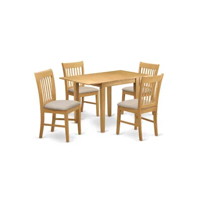 East West Furniture Dining Room Set Oak, Ndno5-oak-c In Brown