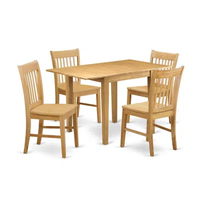 East West Furniture Dining Room Set Oak, Ndno5-oak-w In Neutral