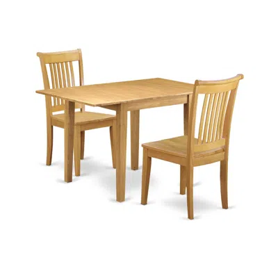 East West Furniture Dining Room Set Oak, Ndpo3-oak-w