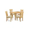 East West Furniture Dining Room Set Oak, Ndpo5-oak-c
