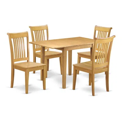 East West Furniture Dining Room Set Oak, Ndpo5-oak-w In Brown