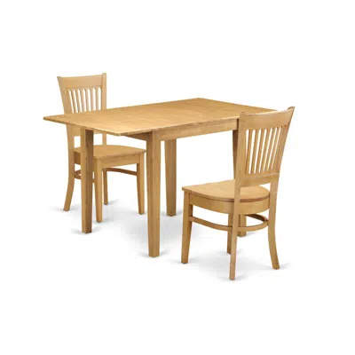 East West Furniture Dining Room Set Oak, Ndva3-oak-w
