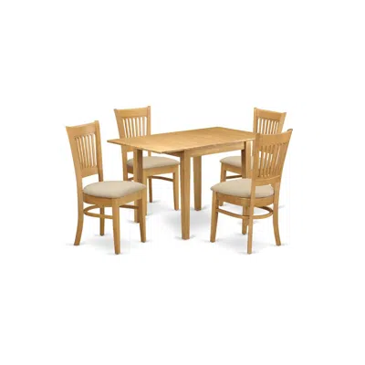East West Furniture Dining Room Set Oak, Ndva5-oak-c In Brown