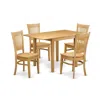 East West Furniture Dining Room Set Oak, Ndva5-oak-w
