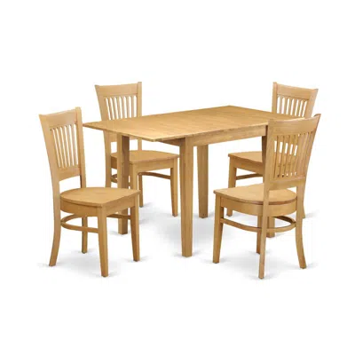 East West Furniture Dining Room Set Oak, Ndva5-oak-w