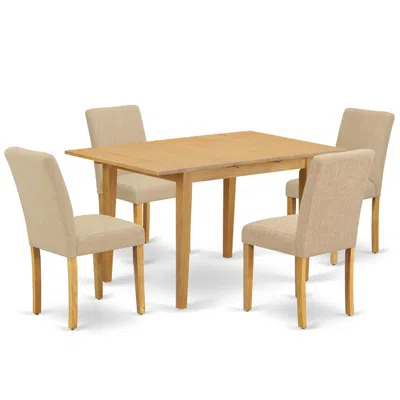 East West Furniture Dining Room Set Oak, Noab5-oak-04 In Brown