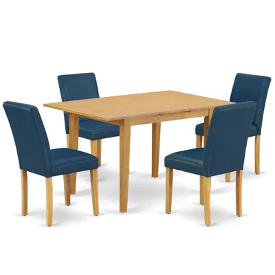 East West Furniture Dining Room Set Oak, Noab5-oak-55 In Blue