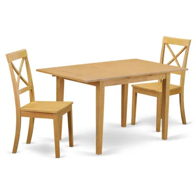 East West Furniture Dining Room Set Oak, Nobo3-oak-w In Brown