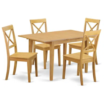 East West Furniture Dining Room Set Oak, Nobo5-oak-w In Brown