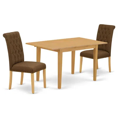 East West Furniture Dining Room Set Oak, Nobr3-oak-18 In Brown