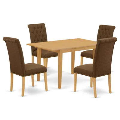 East West Furniture Dining Room Set Oak, Nobr5-oak-18