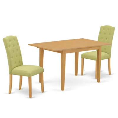 East West Furniture Dining Room Set Oak, Noce3-oak-07 In Green