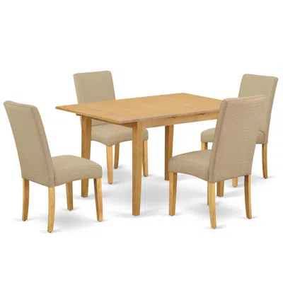 East West Furniture Dining Room Set Oak, Nodr5-oak-16 In Brown