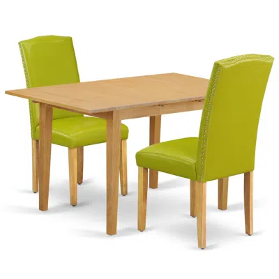East West Furniture Dining Room Set Oak, Noen3-oak-51