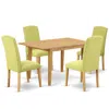 East West Furniture Dining Room Set Oak, Noen5-oak-07