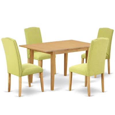 East West Furniture Dining Room Set Oak, Noen5-oak-07 In Brown