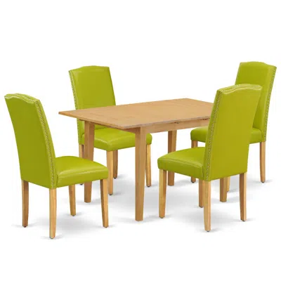 East West Furniture Dining Room Set Oak, Noen5-oak-51 In Black