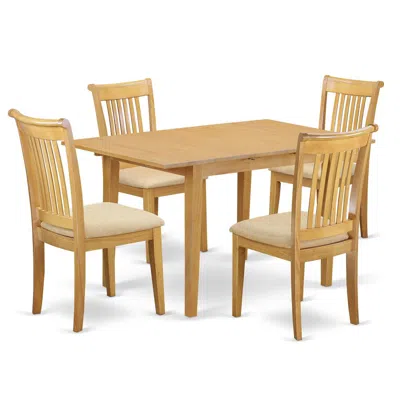 East West Furniture Dining Room Set Oak, Nopo5-oak-c