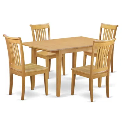 East West Furniture Dining Room Set Oak, Nopo5-oak-w In Brown