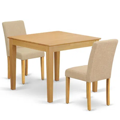 East West Furniture Dining Room Set Oak, Oxab3-oak-04 In Brown