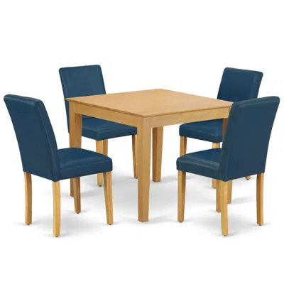East West Furniture Dining Room Set Oak, Oxab5-oak-55 In Blue