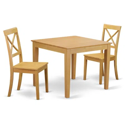 East West Furniture Dining Room Set Oak, Oxbo3-oak-w