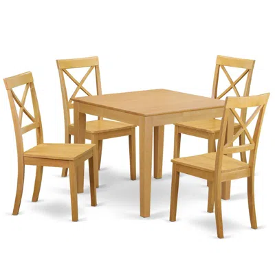 East West Furniture Dining Room Set Oak, Oxbo5-oak-w In Brown