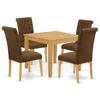 East West Furniture Dining Room Set Oak, Oxbr5-oak-18