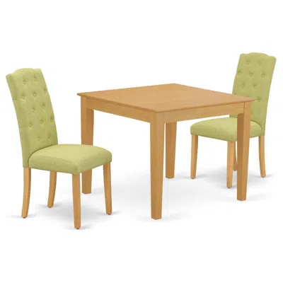 East West Furniture Dining Room Set Oak, Oxce3-oak-07 In Brown