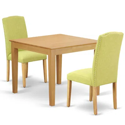 East West Furniture Dining Room Set Oak, Oxen3-oak-07 In Multi