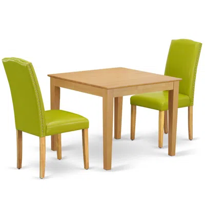 East West Furniture Dining Room Set Oak, Oxen3-oak-51