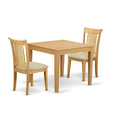 East West Furniture Dining Room Set Oak, Oxpo3-oak-c