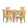 East West Furniture Dining Room Set Oak, Oxpo5-oak-c