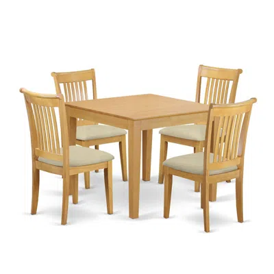 East West Furniture Dining Room Set Oak, Oxpo5-oak-c In Green