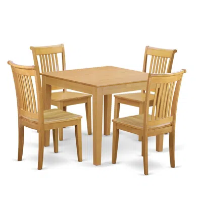 East West Furniture Dining Room Set Oak, Oxpo5-oak-w In Burgundy