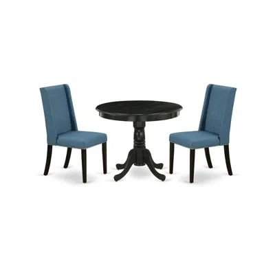 East West Furniture Dining Room Set Wirebrushed Black, Anfl3-abk-21 In Multi