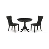 East West Furniture Dining Room Set Wirebrushed Black, Anga3-abk-24