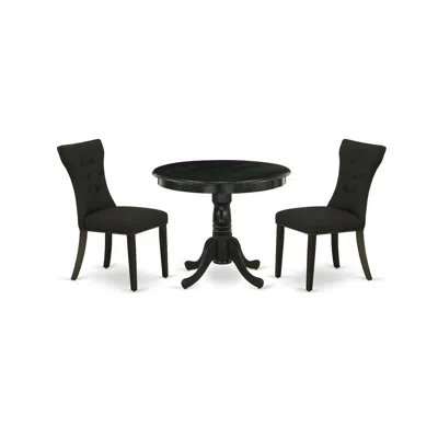 East West Furniture Dining Room Set Wirebrushed Black, Anga3-abk-24 In Brown