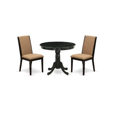 East West Furniture Dining Room Set Wirebrushed Black, Anla3-abk-47
